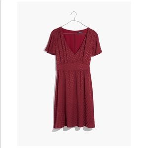 Madewell V-Neck Fit-and-Flare Dress in Dot Jacquard size 10